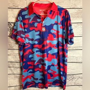 Pins and Aces Mens Medium Vivid Camo Polo Shirt
